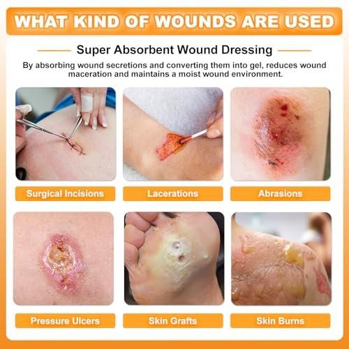 Carbou Super Absorbent Wound Dressing Pads 4"x 8", 10 Individual Pack, Non Adhesive Absorbent Bandages for Wound Care, Soft Highly Absorbent Dressing, Non Stick Gauze Pads for Wounds - görsel 1
