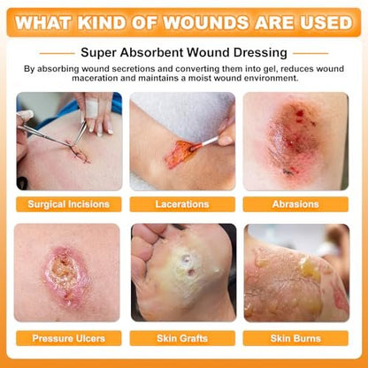 Carbou Super Absorbent Wound Dressing Pads 4"x 8", 10 Individual Pack, Non Adhesive Absorbent Bandages for Wound Care, Soft Highly Absorbent Dressing, Non Stick Gauze Pads for Wounds
