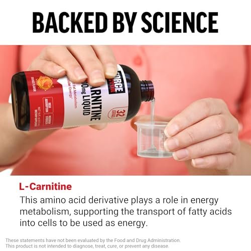 Force Factor L-Carnitine Liquid 3000mg, Maximum Strength Supplement to Support Fat Metabolism, Cellular Energy & Muscle Recovery, High Absorbing, Non-GMO, Orange Flavor, 16 oz Bottle - görsel 5