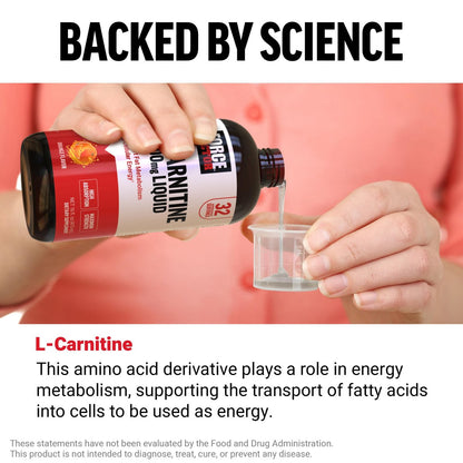 Force Factor L-Carnitine Liquid 3000mg, Maximum Strength Supplement to Support Fat Metabolism, Cellular Energy & Muscle Recovery, High Absorbing, Non-GMO, Orange Flavor, 16 oz Bottle