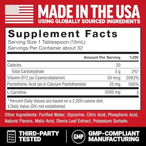 Force Factor L-Carnitine Liquid 3000mg, Maximum Strength Supplement to Support Fat Metabolism, Cellular Energy & Muscle Recovery, High Absorbing, Non-GMO, Orange Flavor, 16 oz Bottle - görsel 9