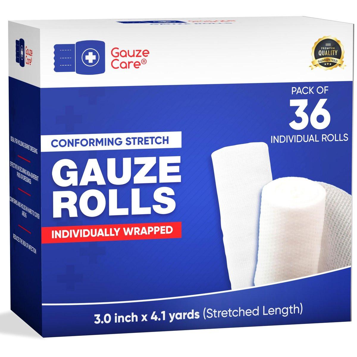 Gauze Rolls 3 inch 36 Rolls – Premium Quality Lint and Latex-Free Rolled Gauze 3 inches x 4.1 Yards - Conforming Stretch Bandages Designed for Effective Wound Care & Comfort - görsel 1