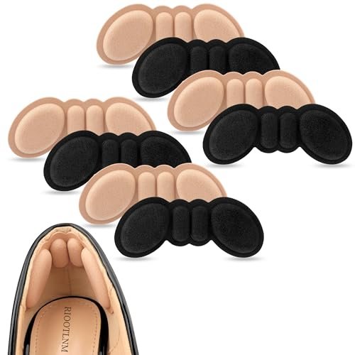 Riootlnm Heel Pads for Shoes Too Big, Shoe Inserts for Loose Shoes, Heel Grips Protectors for Blisters Pain, Filler Make Shoes Fit Tighter, Rubbing, Prevent Slip for Women Men (4PairsRosyBrownBlack) - görsel 2