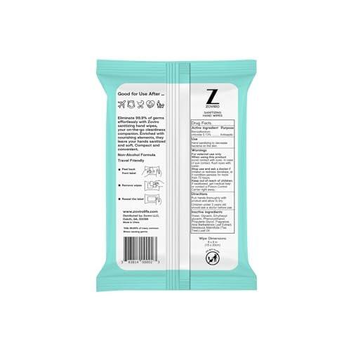 Zoviro Hand Sanitizer Wipes, Moisturizing With Tea Tree Essential Oil, Ultra-Soft 100% Viscose, Hand Wipes Travel Size, Tea Tree Scent, 20 Count (Pack of 10) - görsel 2