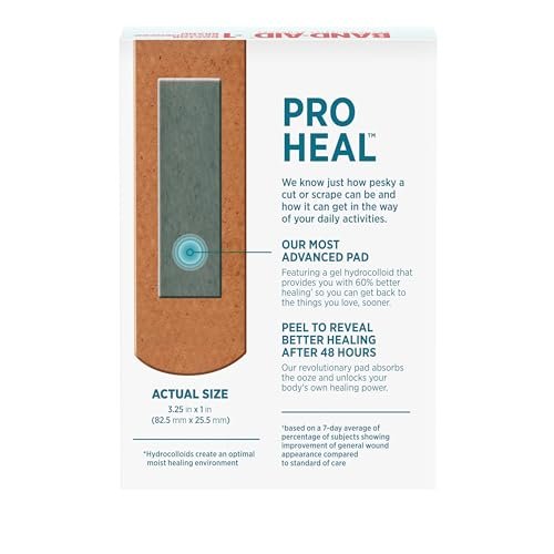 BAND-AID Brand Pro Heal Adhesive Waterproof Bandages, Hydrocolloid Gel Patch for First Aid, Clinically Tested for Better Healing of Minor Blisters and Wounds, One Size, 10 Count - görsel 6