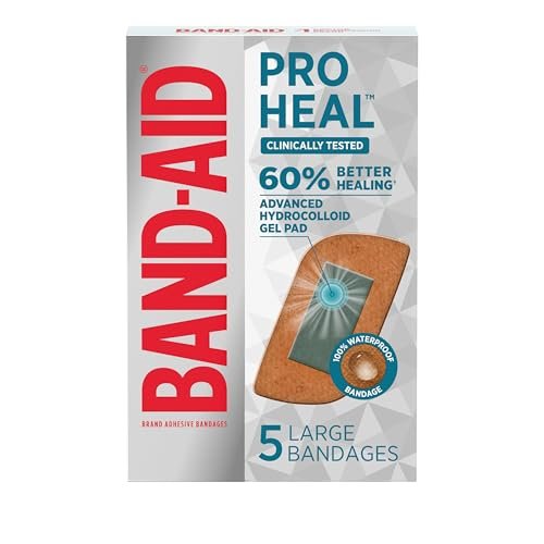 BAND-AID Brand Pro Heal Adhesive First Aid Bandages with Hydrocolloid Gel Pads, Large Clinically Tested Waterproof Bandages for Better Healing of Minor Wounds, 5 ct - görsel 4