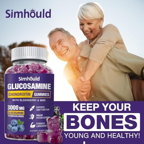 Simhould 2 Packs Glucosamine Chondroitin Gummies - 3000MG Extra Strength Joint Support Supplement with MSM & Elderberry, Flexibility, Antioxidant Immune Support Gummy for Adults, Men & Women - görsel 8