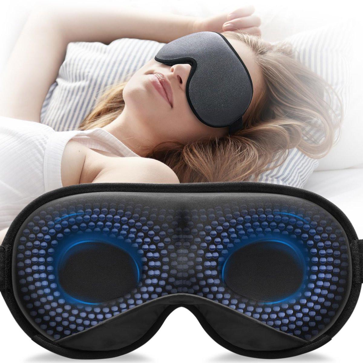 YFONG Weighted Sleep Mask, Women Men 3D Eye Mask Blocking Lights Sleeping Mask (4.2oz/120g), Pressure Relief Night Sleep Eye Mask with Adjustable Strap, Eye Cover Blindfold for Travel Nap Yoga, Gray - görsel 1