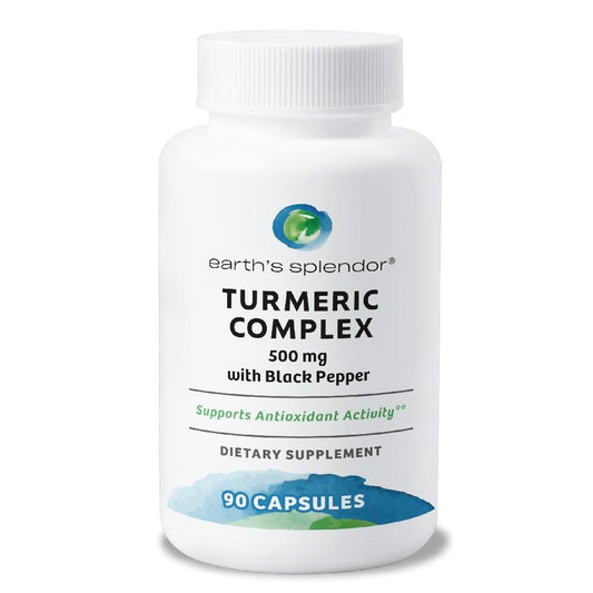 Earth's Splendor Turmeric Complex 500mg with Black Pepper, 90 Capsules - Supports Antioxidant Activity and Joint Health* - 1.5 Month Supply