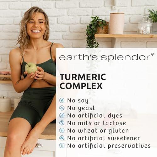 Earth's Splendor Turmeric Complex 500mg with Black Pepper, 90 Capsules - Supports Antioxidant Activity and Joint Health* - 1.5 Month Supply - görsel 6