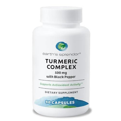 Earth's Splendor Turmeric Complex 500mg with Black Pepper, 90 Capsules - Supports Antioxidant Activity and Joint Health* - 1.5 Month Supply - görsel 2
