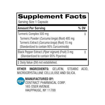 Earth's Splendor Turmeric Complex 500mg with Black Pepper, 90 Capsules - Supports Antioxidant Activity and Joint Health* - 1.5 Month Supply