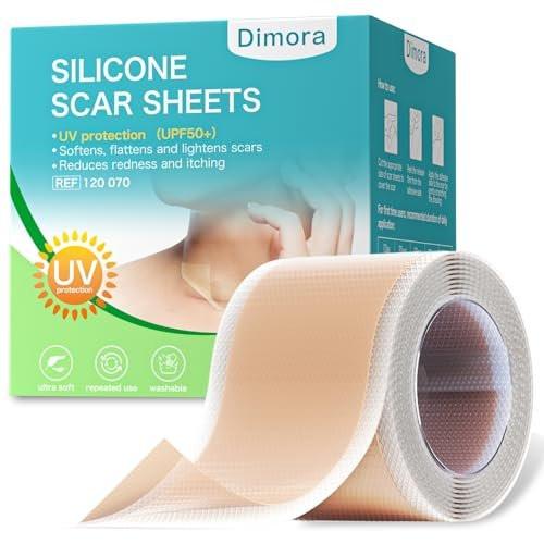 Dimora UPF50+ Silicone Scar Sheets with UV Protection Reusable Sheets to Soften, Flatten Fade Scars, Reduce Redness for Surgical, C-Section, Burn, Keloid, and Hypertrophic Scars (1.6”x78.7" Roll) - görsel 9