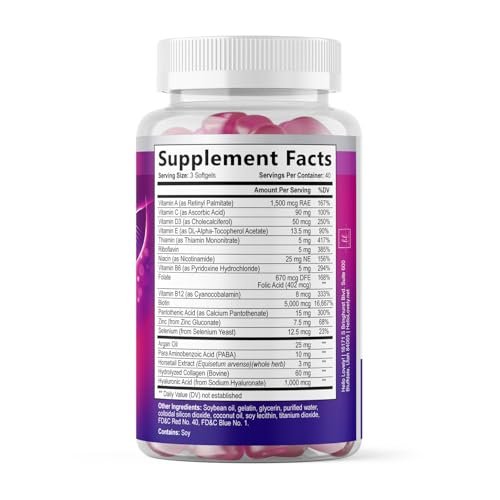 Hair Vitamins for Women for Hair Growth - Argan-Infused Supplement with Collagen, Biotin and Hyaluronic Acid - Supports Faster Hair Growth, Skin & Nails Beauty Vitamins, Bottled in USA - 120 Softgels - görsel 7