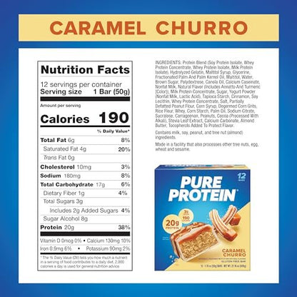 Pure Protein Caramel Churro Protein Bars – – Gluten Free: Suitable for individuals with gluten sensitivities or – Image 4