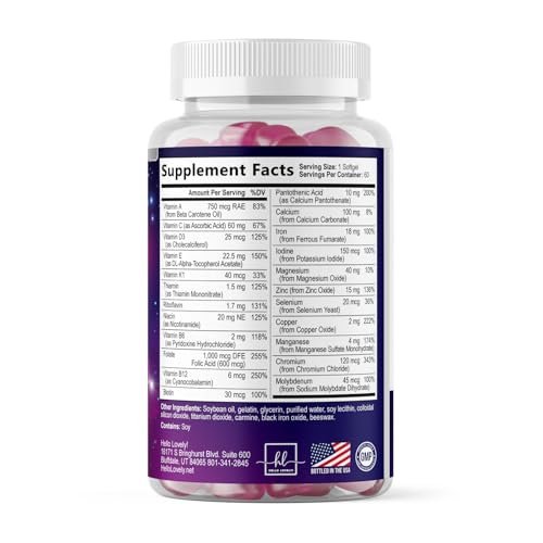 Multivitamin For Women - Complete Daily Woman's Multivitamins with Biotin, Calcium, Folic Acid, Iron, Zinc, Vitamin A, C, D, E & B Vitamins, Women's Hair Skin and Nails Supplements - 60 Softgels - görsel 15