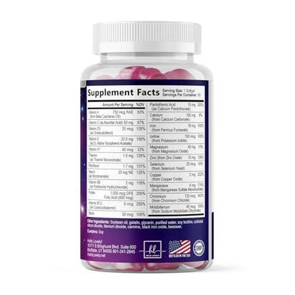 Multivitamin For Women - Complete Daily Woman's Multivitamins with Biotin, Calcium, Folic Acid, Iron, Zinc, Vitamin A, C, D, E & B Vitamins, Women's Hair Skin and Nails Supplements - 120 Softgels