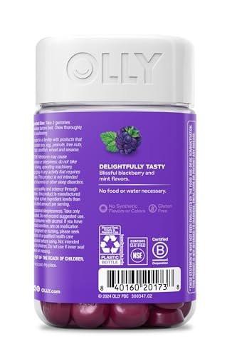 OLLY Sleep Gummy, Sleep Support Supplement, 3 mg Melatonin, L-Theanine, Chamomile and Lemon Balm Extracts, Blackberry Zen Flavor, 35 Day Supply - 70 Count - görsel 8