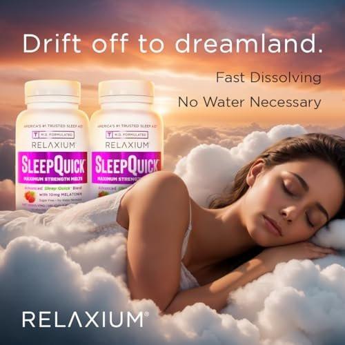 Relaxium Sleep Quick Maximum Strength Melts, Fast Acting Sleep Aid with 10 mg Melatonin, Drug Free Dietary Supplement, Vegan, Gluten Free, Made in USA, 100 Servings, Berry Flavor - görsel 12