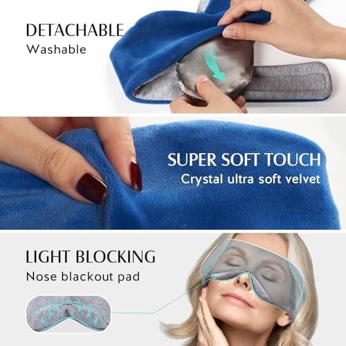 YFONG Heated Eye Mask, Warm Eye Compress Mask for Dry Eyes, USB Electric Heating Pad with Temperature & Timer Control, Dry Sleep Mask for Relax & Reduce Strain Dark Circle Stye Treatment, Blue - görsel 2