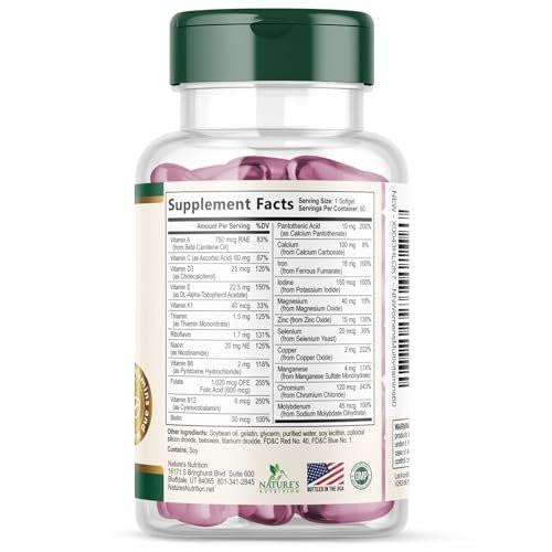 Multivitamin for Women - Complete Daily Womens Multivitamins with Calcium, Folic Acid, Vitamin A, C, D, E, & B Vitamins, Zinc and Iron - Vitamins for Bone, Energy & Immune Support - 120 Softgels - görsel 13