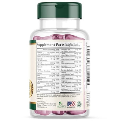 Multivitamin for Women - Complete Daily Womens Multivitamins with Calcium, Folic Acid, Vitamin A, C, D, E, & B Vitamins, Zinc and Iron - Vitamins for Bone, Energy & Immune Support - 60 Softgels