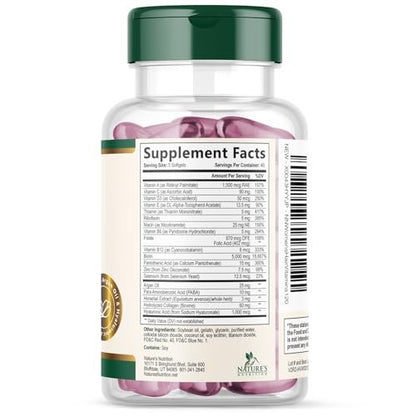Hair Skin and Nails Vitamins for Hair Growth - Biotin 5000mcg Per Serving - Extra Strength Collagen, Argan Oil & Hyaluronic Acid - Best Beauty Supplement for Women & Men - USA Bottled - 120 Softgels