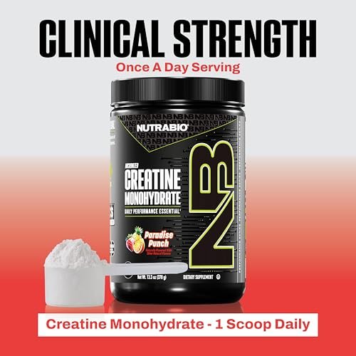 NutraBio Pure Micronized Creatine Monohydrate Powder Supplement, Paradise Punch (300g) - Supports Bulk Muscle Energy, Recovery, and Strength - HPLC Tested Creatine Powder for Men and Women - görsel 14