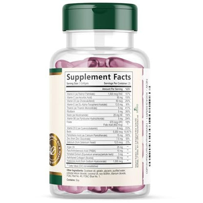 Hair Skin and Nails Vitamins for Hair Growth - Biotin 5000mcg Per Serving - Extra Strength Collagen, Argan Oil & Hyaluronic Acid - Best Beauty Supplement for Women & Men - USA Bottled - 60 Softgels