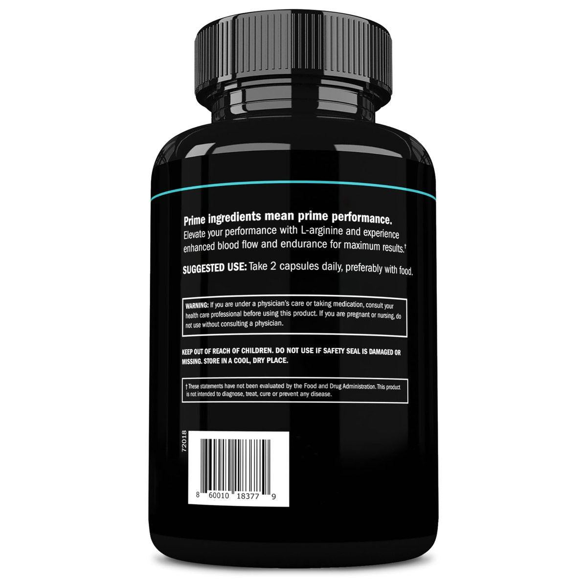 Prime Labs L Arginine 1500mg - Nitric Oxide Supplement - Blood Flow, Energy, Strength, Endurance - 60 Count - görsel 2