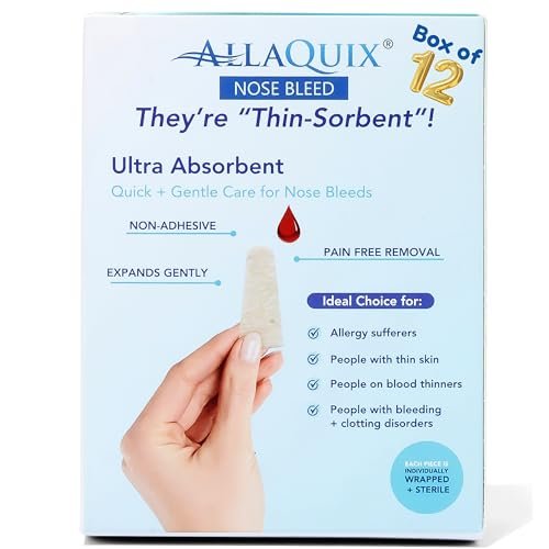 AllaQuix Nose Bleed Stopper – Hemostatic Gauze Plugs Made with Calcium Alginate (Box of 12) – Fast Relief for Nosebleeds | Highly Absorbent, Soft, Sterile, Safe for Blood Thinners - görsel 2
