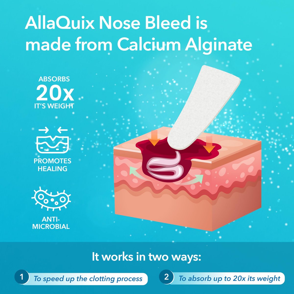 AllaQuix Nose Bleed Stopper – Hemostatic Gauze Plugs Made with Calcium Alginate (Box of 12) – Fast Relief for Nosebleeds | Highly Absorbent, Soft, Sterile, Safe for Blood Thinners - görsel 13