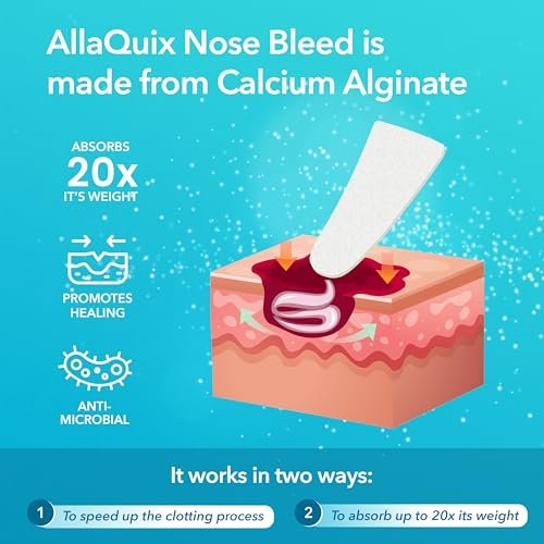 AllaQuix Nose Bleed Stopper – Hemostatic Gauze Plugs Made with Calcium Alginate (Box of 12) – Fast Relief for Nosebleeds | Highly Absorbent, Soft, Sterile, Safe for Blood Thinners - görsel 14