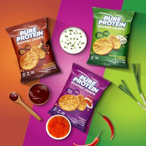 Pure Protein Popped Crisps - Variety Pack: – 12g Plant-Based Protein: Each serving delivers a substantial protein – Image 1