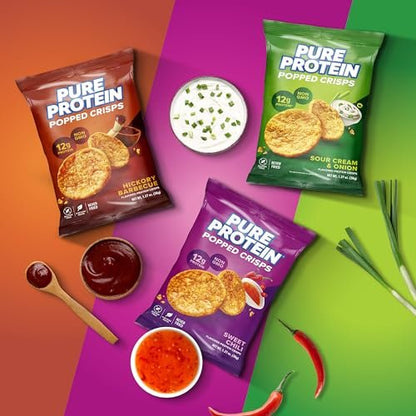 Pure Protein Popped Crisps - Variety Pack: – 12g Plant-Based Protein: Each serving delivers a substantial protein – Image 1