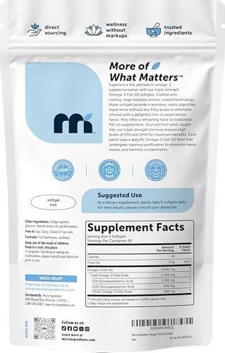 Micro Ingredients Triple Strength Omega 3 Fish Oil Supplements 4200mg Per Serving, 120 Softgels – Lemon Flavored – Burpless | EPA 1200mg + DHA 900mg | Deep Sea Fish - görsel 9