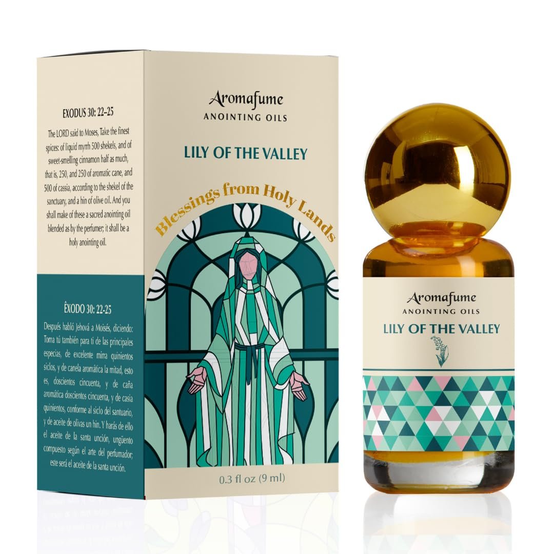 Lily of The Valley Anointing Oil 9ml (0.3 fl oz.)| Blessings from The Holy Lands | Blessed Olive Oil from Jerusalem with Biblical Spices | Natural Ingredients | Holy Oils for Prayer and Protection - görsel 1