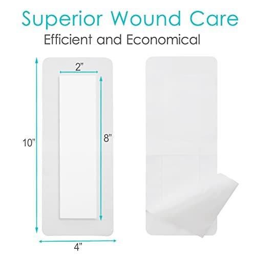10 Pcs Waterproof Adhesive Island Dressing 4"x10" for Post Knee Replacement Hip Surgery Shower Protector Bandage Surgical Incision Wounds Cover Breathable Bordered Gauze - görsel 8