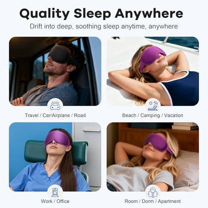 Weighted Eye Mask for Sleeping 2 Pack: Gentle Pressure Blackout Sleep Mask with 3D Contoured Cups, Zero Eye Pressure Sleep Mask for Lash Extensions, Memory Foam Travel Mask, Black Pink