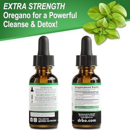 Oregano Oil Organic Liquid Drops - 6 Month Supply Organic Oil of Oregano Drops Liquid Tincture Extract, Cleanse, Detox, Immune Support, Digestive Gut Health - Pure Vegan Non-GMO Herbal Tincture 1 oz