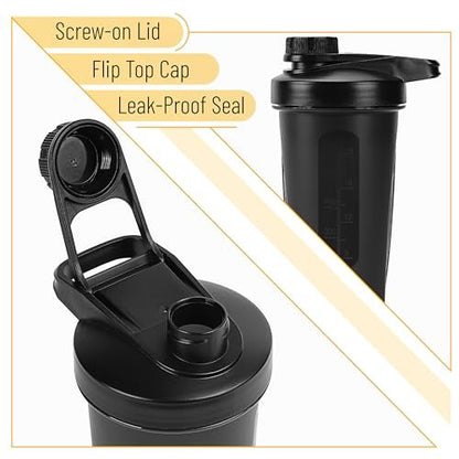 Mr. Pen Shaker Bottle for Protein Mixes with Twist Cap, 28 oz, Black Protein Shaker Bottle with Wire Whisk Ball