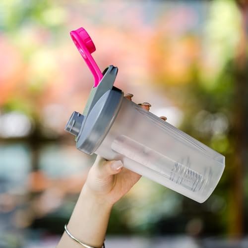 Mr. Pen Shaker Bottles for Protein Mixes - 28 oz, Gray & Pink Protein Shaker with Wire Whisk Ball - görsel 11