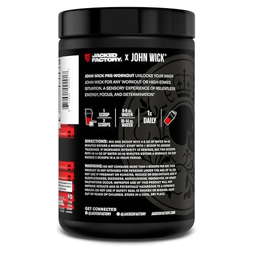 Jacked Factory X John Wick - Wick Mode Pre Workout Powder - Intense Energy, Battle-Ready Focus, Unstoppable Commitment, and Sheer Will - 40 Servings, Osaka Cherry Blossom - görsel 1