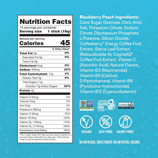 Liquid I.V.® Hydration Multiplier +Energy - BlackBerry - Peach | Electrolyte Powder Drink | 1 Pack (14 Servings)