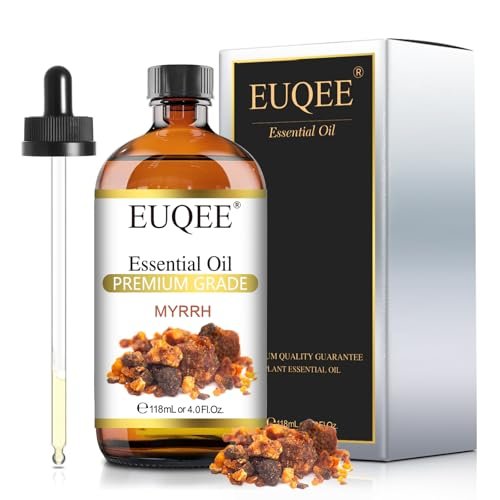 EUQEE Myrrh Essential Oil, Premium Myrrh Oil with Glass Dropper for Aromatherapy, Diffuser, Soap Candle Making - 4 Fl oz/ 118ML - görsel 5