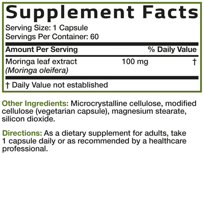 Bronson Moringa Extra Strength Capsules Moringa Oleifera Powder, 60 Count
