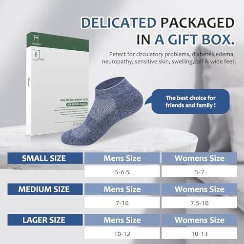 Bulinlulu Diabetic Socks for Men Women, 6 Pairs Low Cut Non Binding Diabetic Socks, Bamboo Seamless Socks for Men Size 9-12 13-15 (Black-Medium) - görsel 9