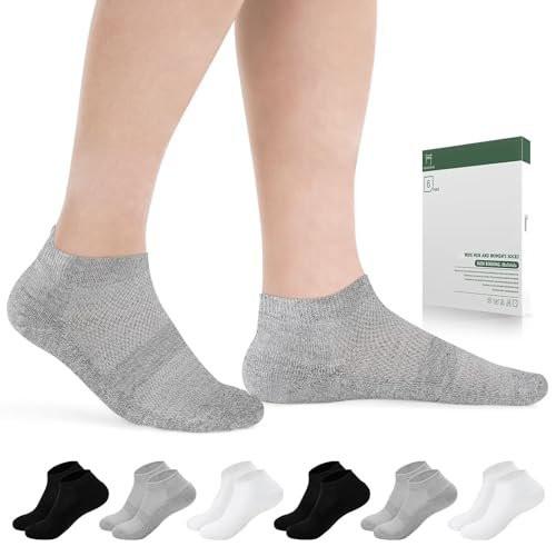 Bulinlulu Diabetic Socks for Men Women,6 Pairs Low Cut Non Binding Diabetic Socks,Ankle Seamless Socks for Men 7-9 9-11(B+W+G-Large) - görsel 1