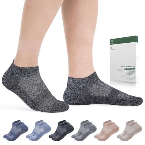 Bulinlulu Diabetic Socks for Men Women, 6 Pairs Low Cut Non Binding Diabetic Socks, Ankle Seamless Socks for Men 6-9 9-12 (Dark-Large) - görsel 2
