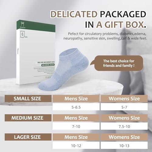Bulinlulu Diabetic Socks for Men Women,6 Pairs Low Cut Non Binding Diabetic Socks,Ankle Seamless Socks for Men 6-9 9-12(White-Large) - görsel 11